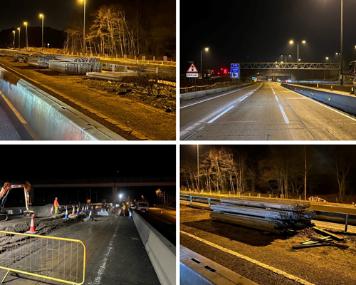 M25 junction 10 - A3 central reservation work is underway