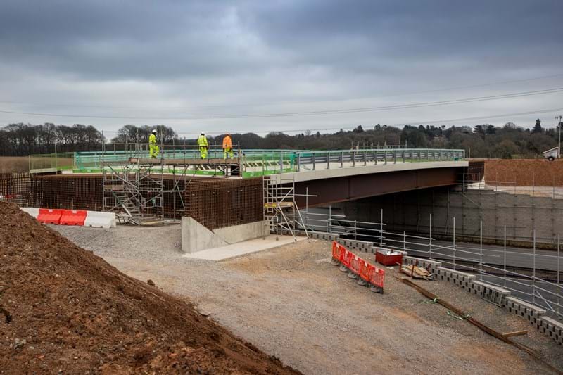 The new junction 5a overbridge now in position
