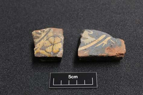 Fragments of medieval floor tiles
