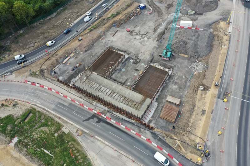 A19 Testo's junction looking south with support wall taking shape