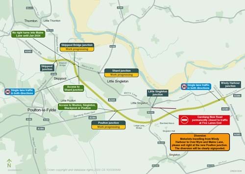 A585 Windy Harbour to Skippool bypass scheme map